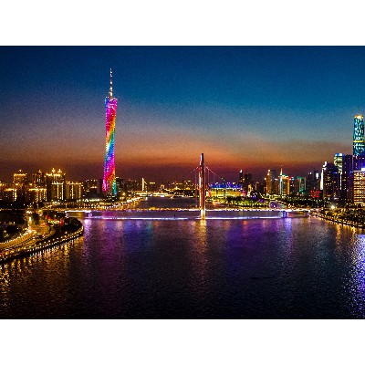 Night view of the pearl river in guangzhou